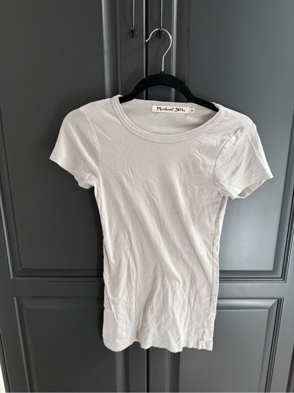 Michael Stars Ribbed Fitted Baby Tee Gray OS